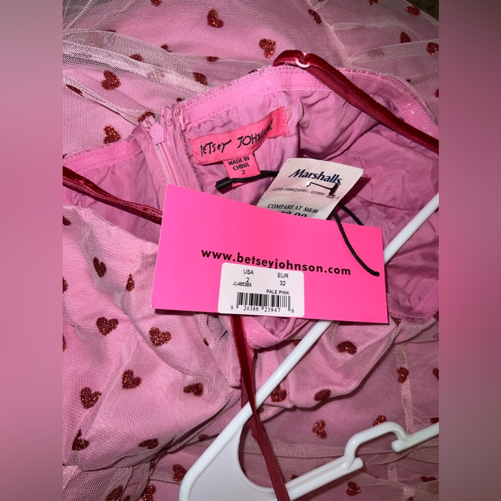 Betsey Johnson Valentines Heart Print Pink Dress - Picture 11 of 12